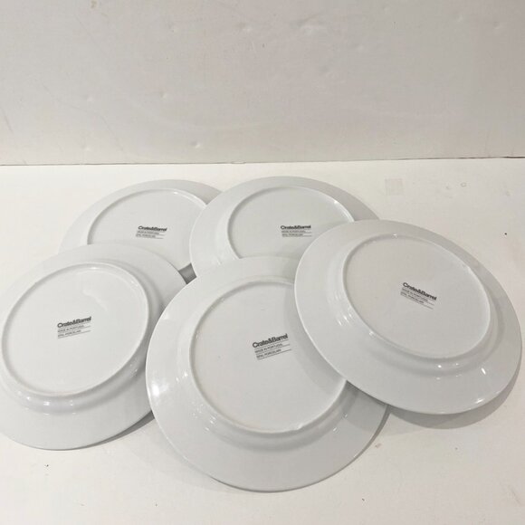 Create & Barrel SPAL Porcelain 5 Salad Plates White Ring Pattern Edge 8.25" - Picture 4 of 7